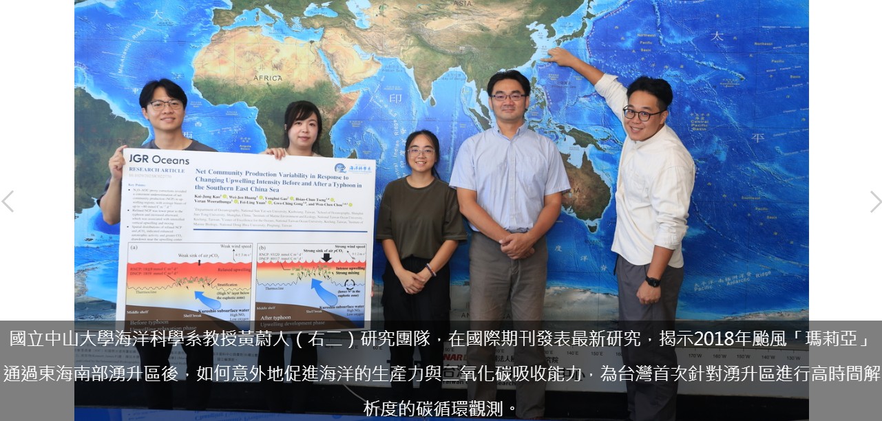 颱風也能幫海洋「呼吸」？　中山大學揭密東海湧升區碳循環